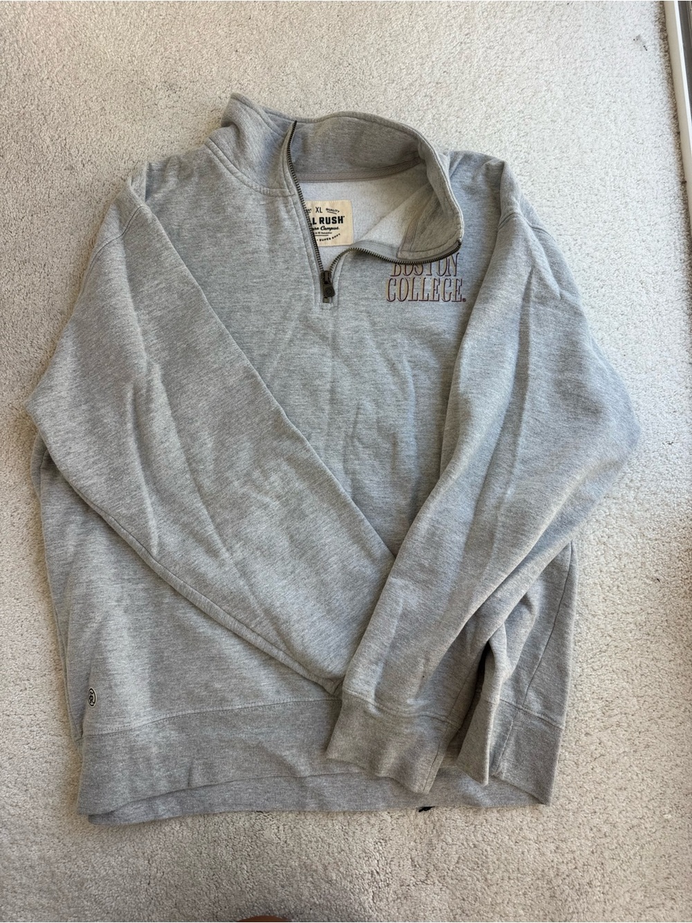 Boston College Grey Quarter Zip Fall Rush Sweatshirt